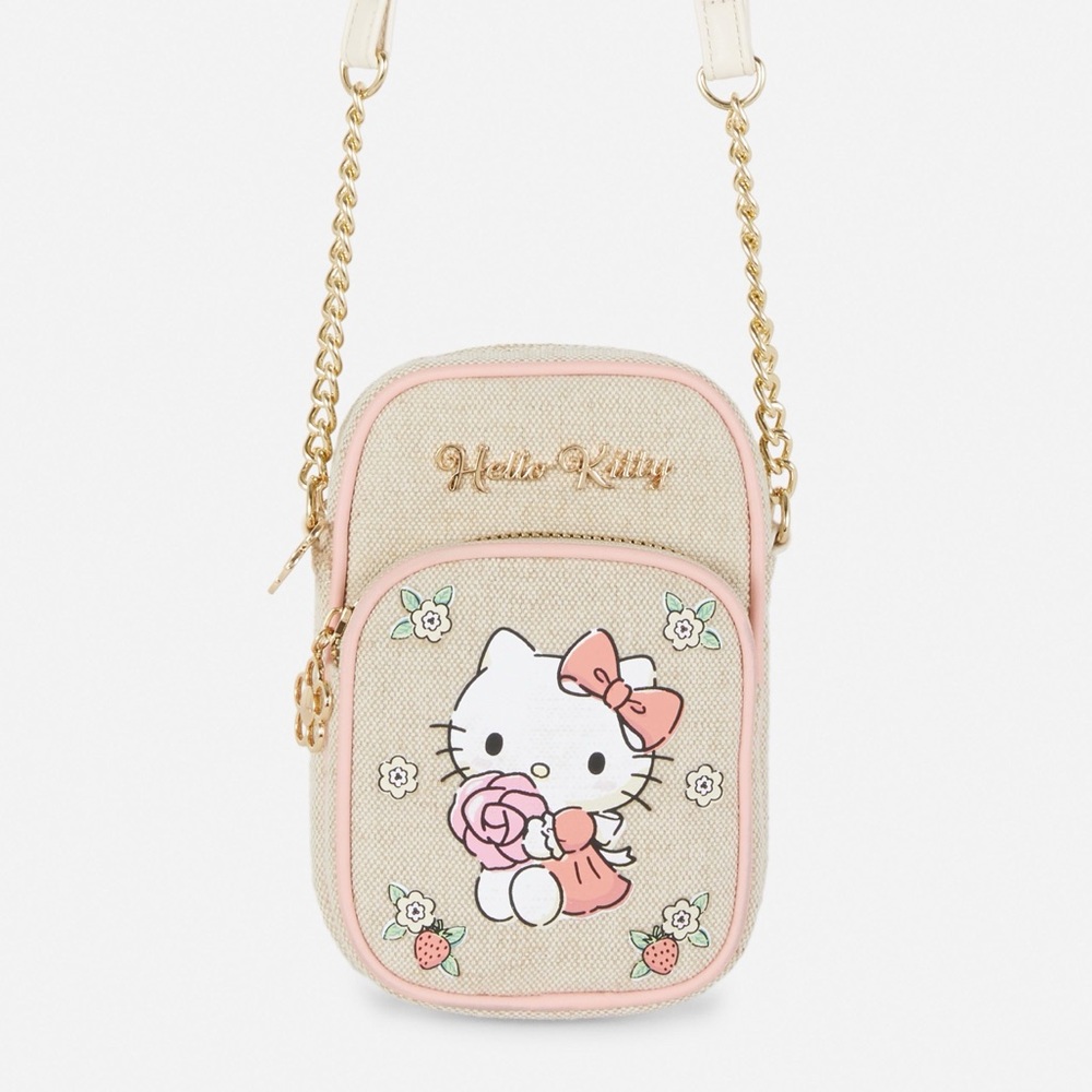 Hello Kitty : Beige Linen Blend Crossbody Phone Holder | NWT | Limited Edition